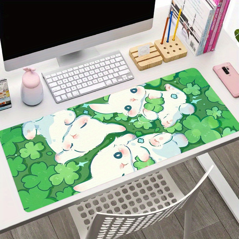 Cute Bakery Desk Mat Kawaii Mousepad, Cute Japanese Anime Street Aesthetics  Gaming Desk Pad XXL, Pastel Brown and Green Plants Mouse Pad Office Decor