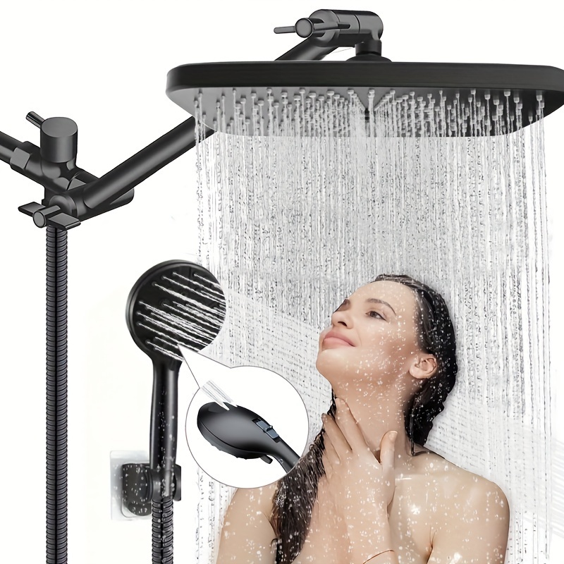 5 funciones Alcachofa de ducha con soporte con 1.5m Manguera , con con  botón , alta presión Alcachofa de ducha Set con Manguera ajustable Soporte, Moda de Mujer