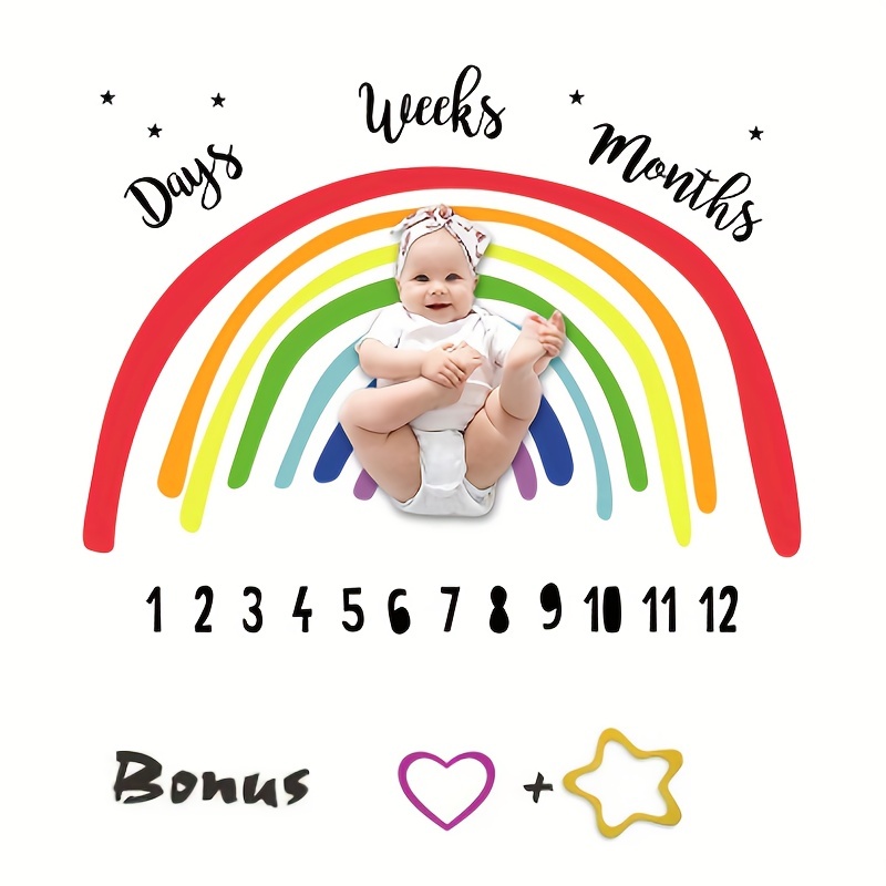Manta Bebé Arcoíris Cumple Mes Milestone Recién Nacido Fotos