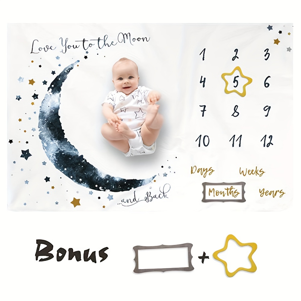 Manta mensual de elefante para bebé, manta personalizada con nombre y mes  para niña, accesorios para fotos de meses, tapete de fotografía para bebés