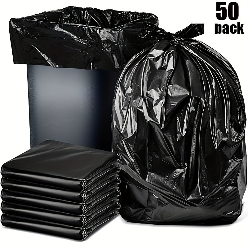 50pcs Heavy Duty 45/65 Gallon Black Trash Bags 2 Mil Large Garbage Rubbish  Bags