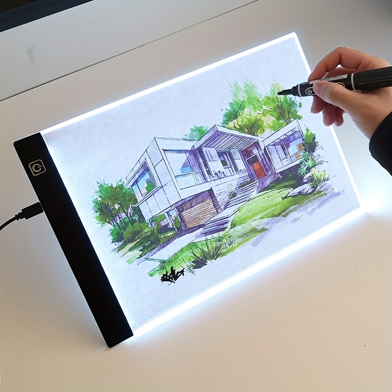 12 x 9 LED Light Tracing Pad, Light Box Adjustable Brightness LED Tracing Light  Box Board A4 Art Drawing Sketching Copy Pad with Memory Function Table+USB  Cable 