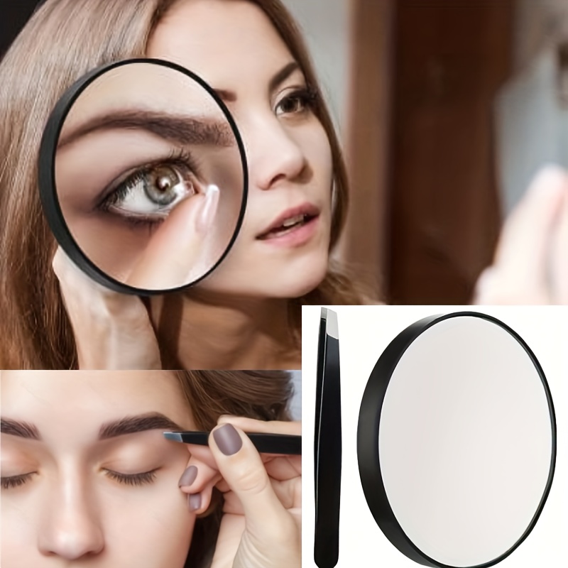 Espejo de aumento 12X – Uso para aplicación de maquillaje – Pinzas – y  eliminación de puntos negros / manchas – Espejo redondo con 2 ventosas para  un