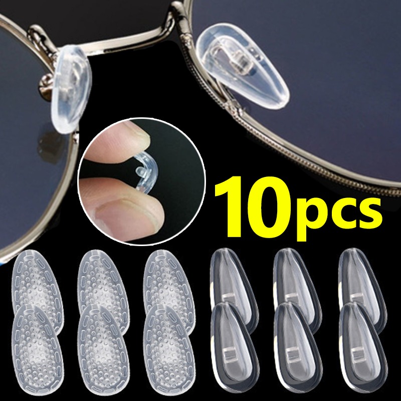 10pcs PVC Eyeglasses Nose Pad Glasses Anti Slip Holder Blue Black Red Grey  Brown