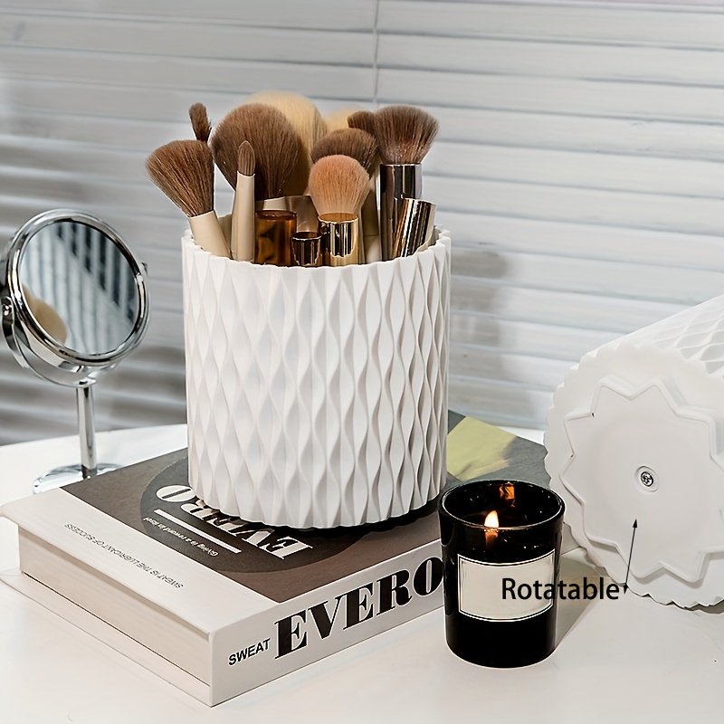 Covered Makeup Brush Holder 360 Rotating Cosmetics Brush Holders Waterproof  Spinning Brush Organizer Hygienic Multi Grid For - AliExpress