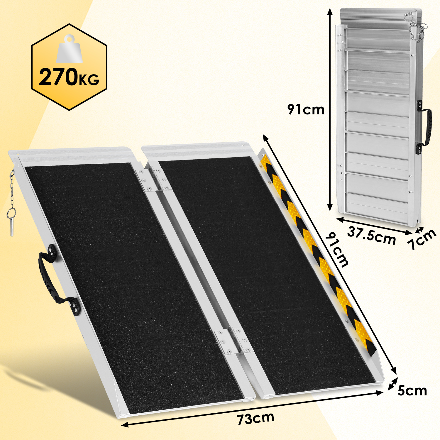 Image of Wheelchair Ramp With A Weight Capacity Of Up To 270kg Wheelchair Ramp With A Non-slip Surface Portable Wheelchair Ramp Foldable Wheelchair Ramp For Home Use Steps, Stairs And Doorways