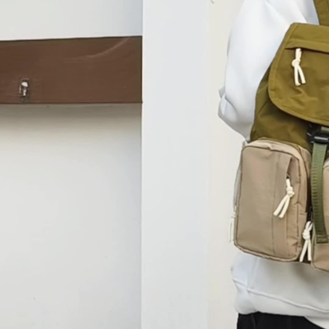 Vintage Bear Pattern Backpack With Buckle For Daily Travel School_voghion.com