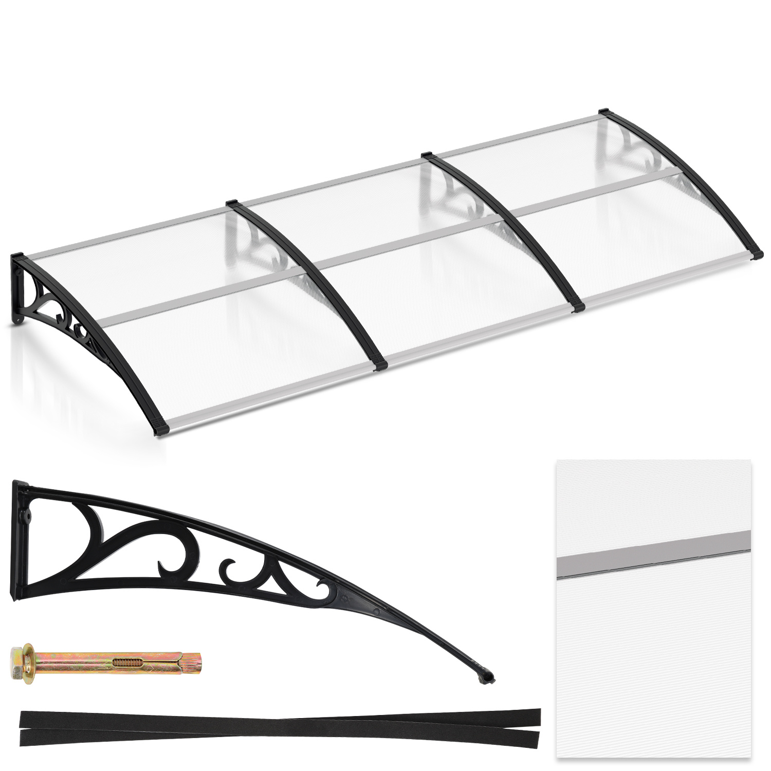 TEMU 1pc Sonnewelt de Policarbonato Puerta, 100x300 cm, Resistente a los Rayos UV, y , Diseño Arqueado con ABS Duradero Protección de Puertas de