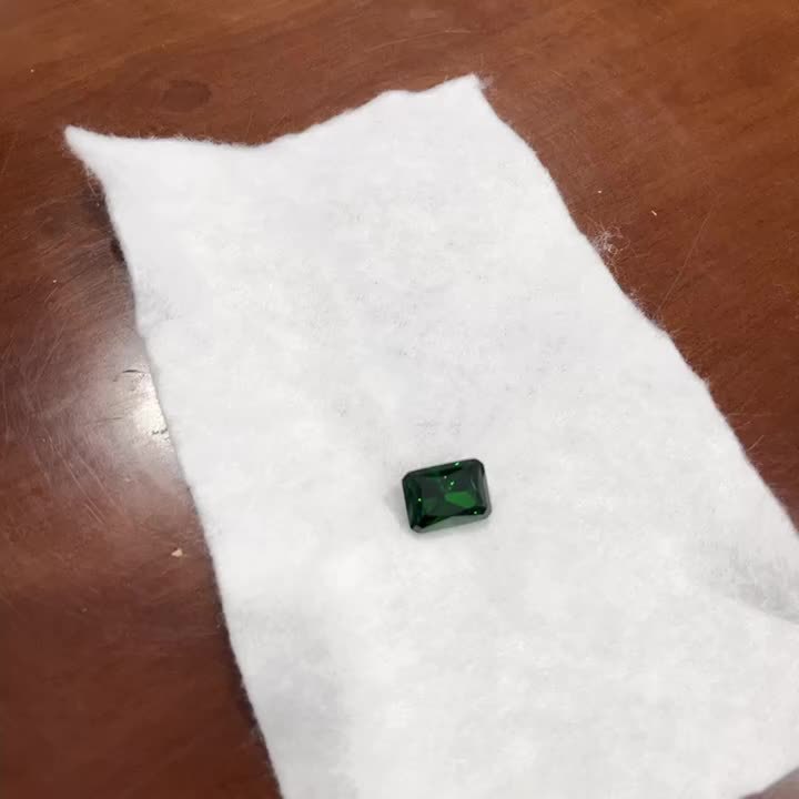Hand Cut Round Lab Grown Synthetic Emerald Ring