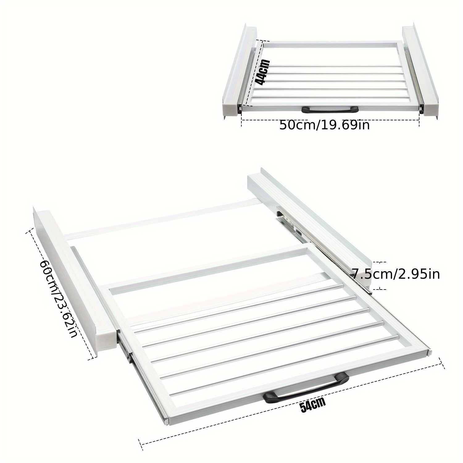 TEMU Heavy-duty Stainless Washing Machine & Dryer Stack Frame With Towel Holder, Safety Belt & Anti-slip Pads - Adjustable/fixed Outer Frame Suitable