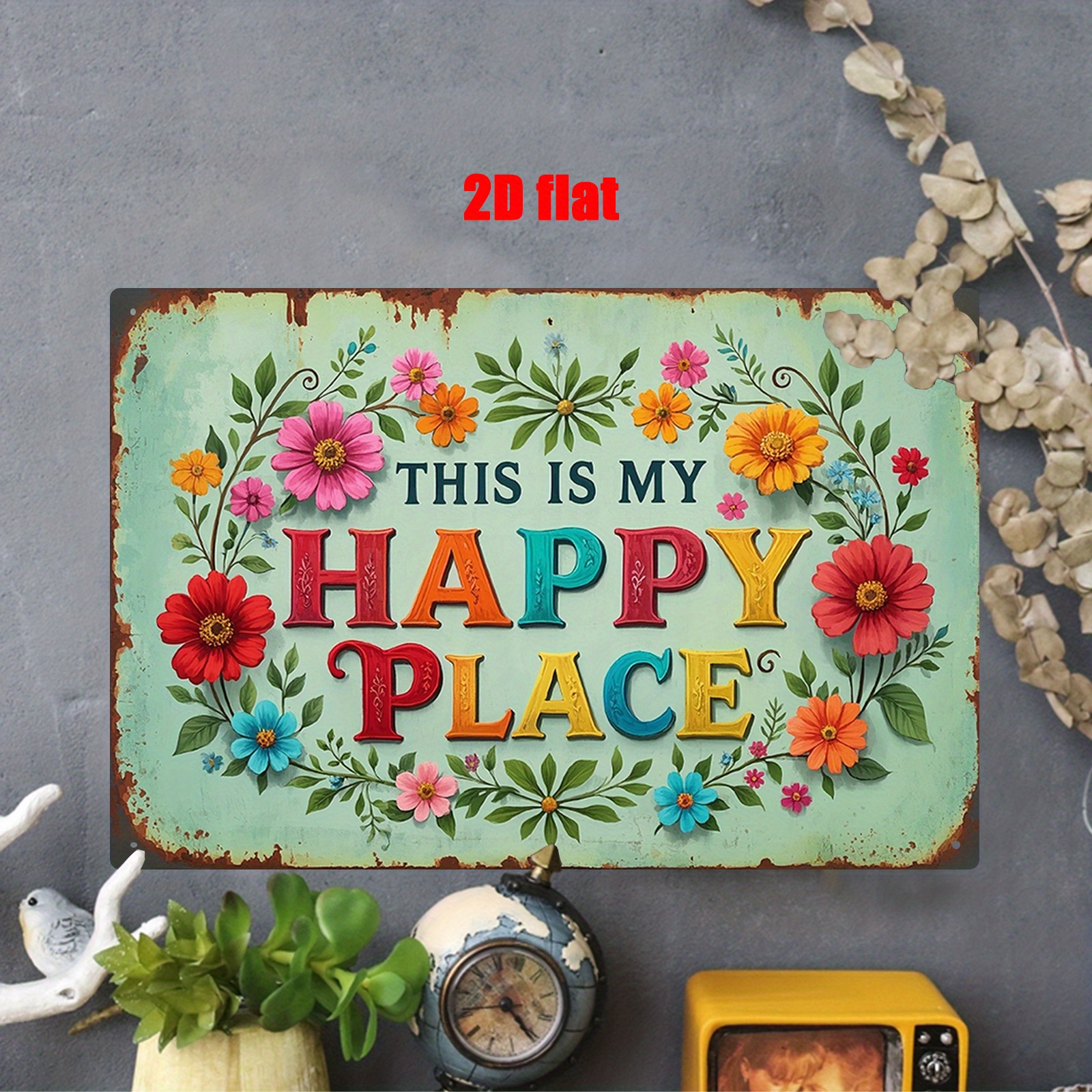 Image of 2d Flat - 2d, Metal Wall Sign/ For Home Wall Decor Poster/ Themed Wall Painting/suitable For Home Yards, Bedrooms, Outdoor Gardens, Flower Shops, Backyards, Living Rooms, Cafes, Restaurants