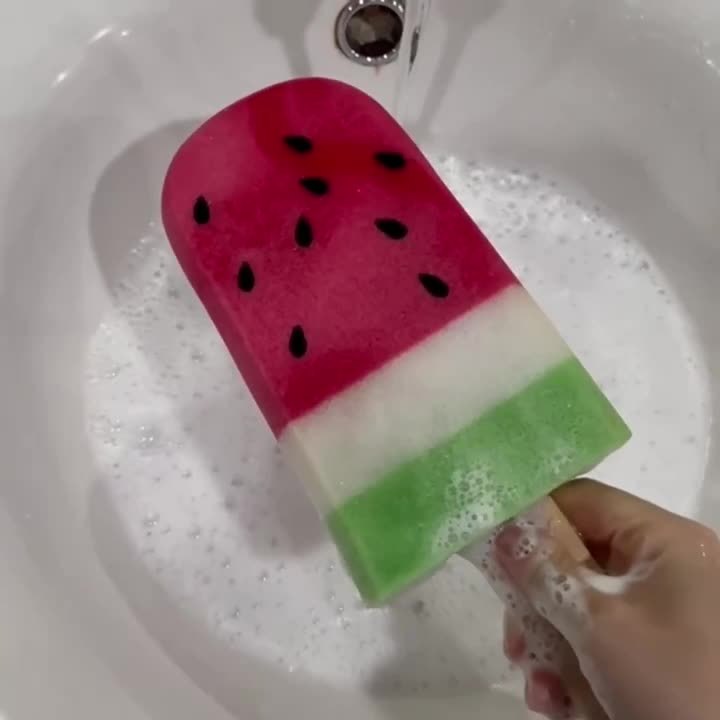 Summer Watermelon Ice Pop Bath Sponge, Soft Exfoliating Brush