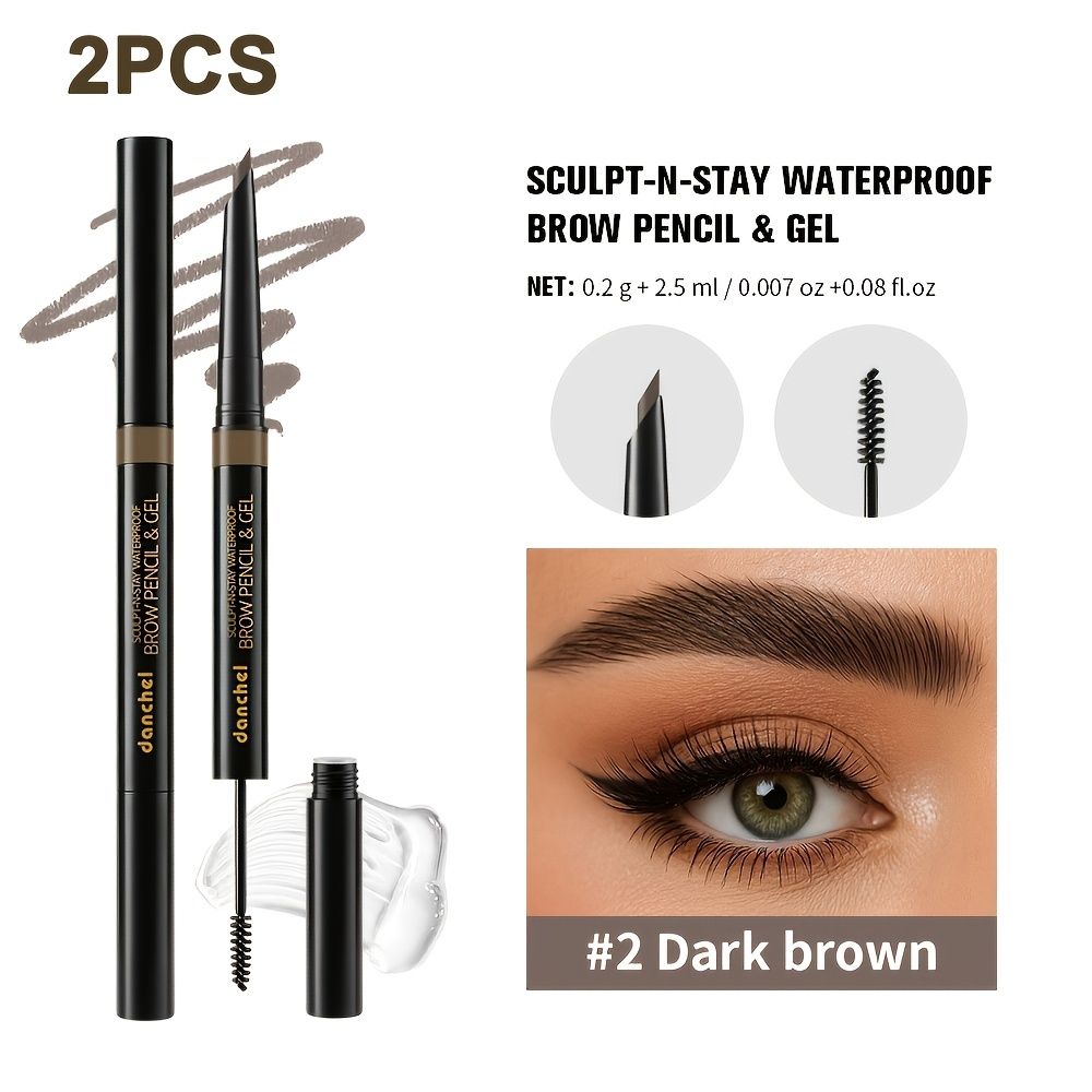 2pcs 2-in-1 Double-Ended Makeup Brush Set