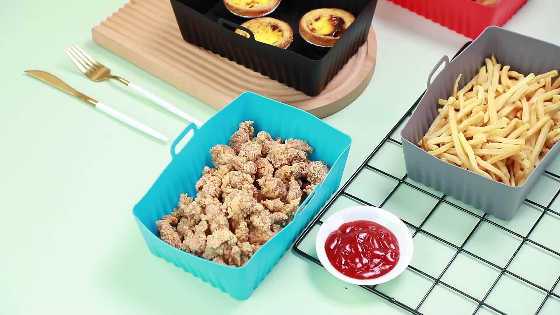 Air Fryer Silicone Pot Square Air Fryers Oven Baking Tray Bread Fried  Chicken Pizza Basket Mat Replacement Grill Pan Accessories - Temu United  Arab Emirates