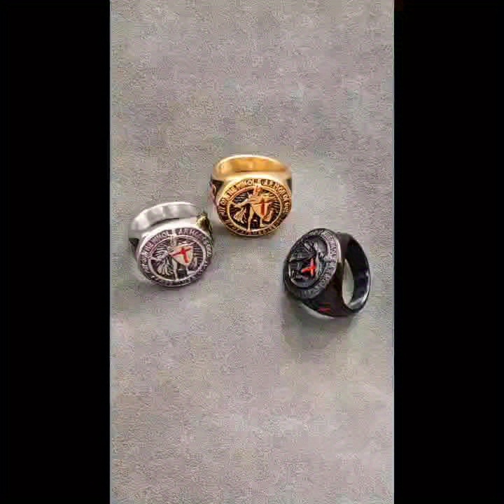 Retro Stainless Steel Shield Ring For Men