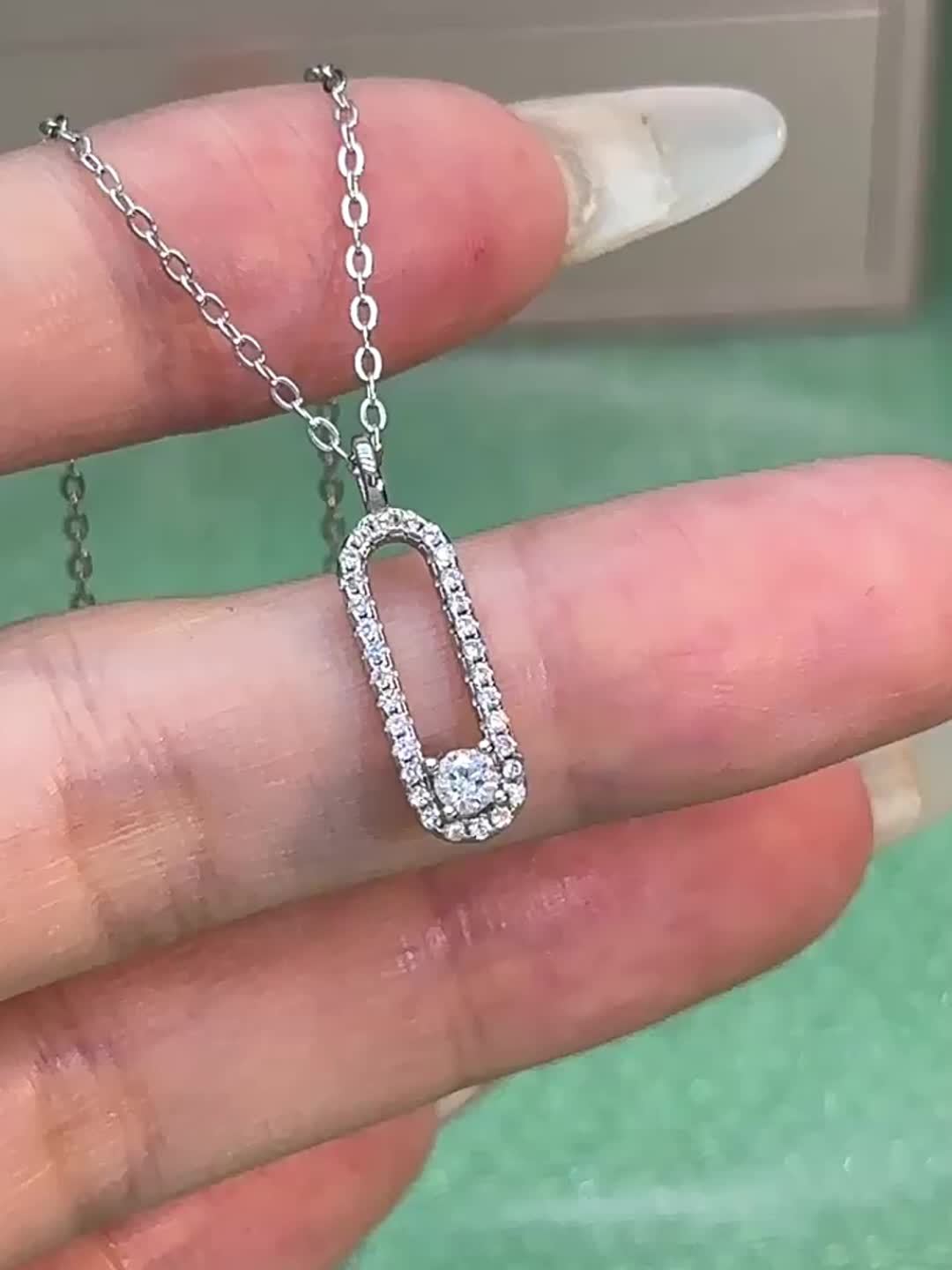 BINALOVE 1CT Moissanite Pendant Necklace S925 Sterling Silver December Birthst
