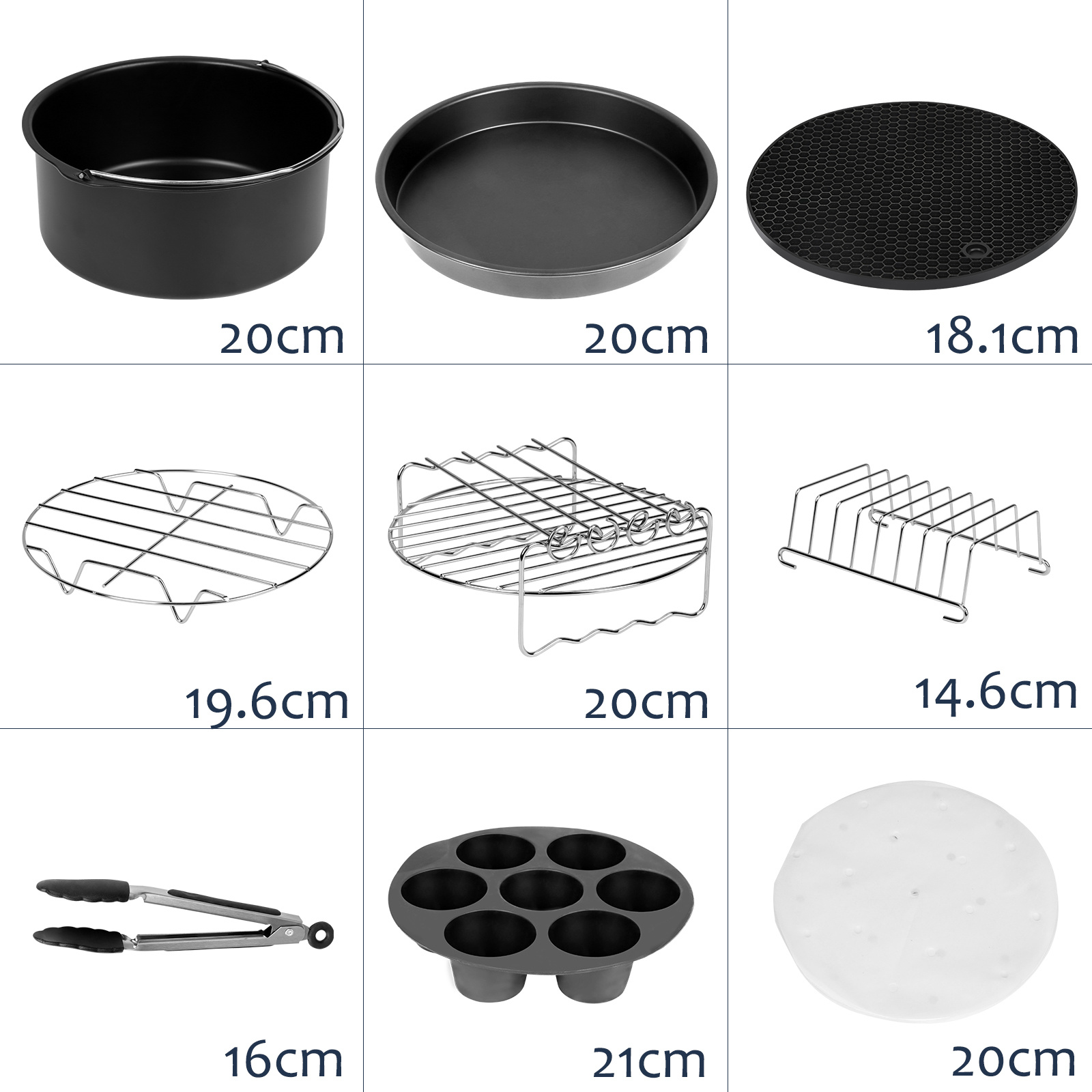 TEMU 12pcs Accessoires pour friteuse à pouces, compatibles avec four et micro-ondes, accessoires en silicone