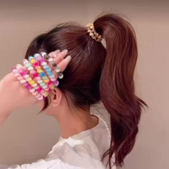 Rainbow Spiral Hair Tie Elastic Hair Ring Gradient Ponytail Holder