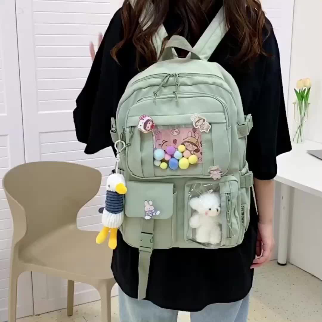 New Girl Backpack, Outdoor Leisure Shoulder Bag, Junior High School Student  Backpack (randomly Send Badges) - Temu Australia