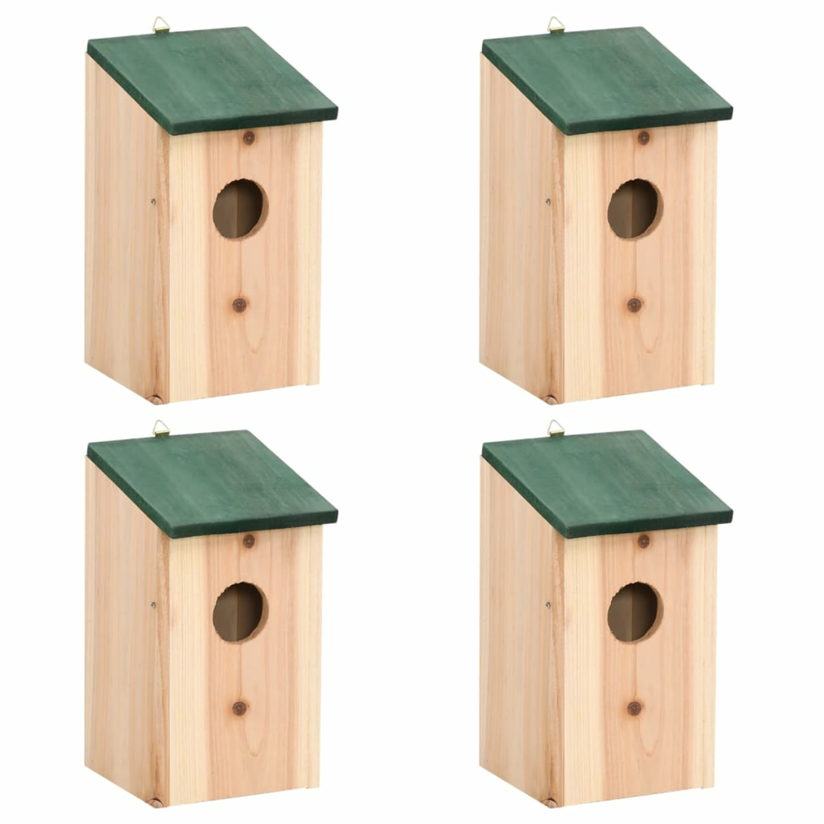 4pcs Wooden Birdhouses For Small Pets - Metal Construction, 12x12x22cm