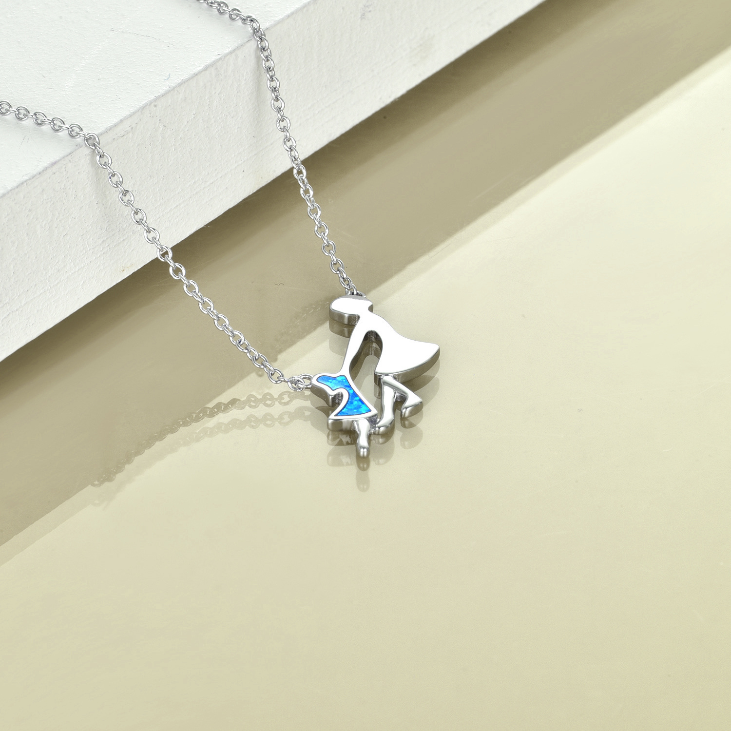 Sterling Silver Mum and Daughter Pendant Necklace