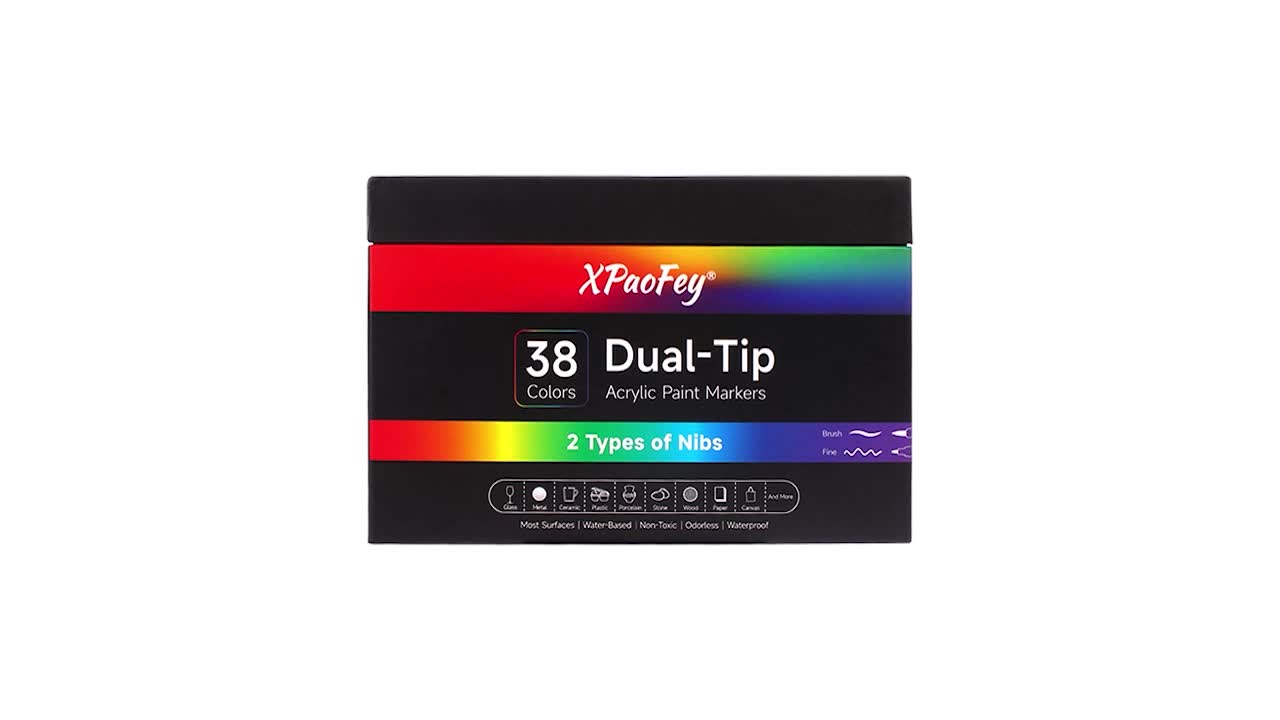  XPaoFey 38 Dual-tip Acrylic Paint Markers with Brush
