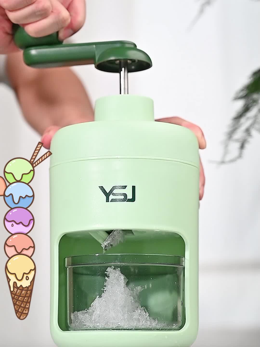 Green Bld-16 Hand-cranked Ice Shaver Manual Fruit Blender, Mini