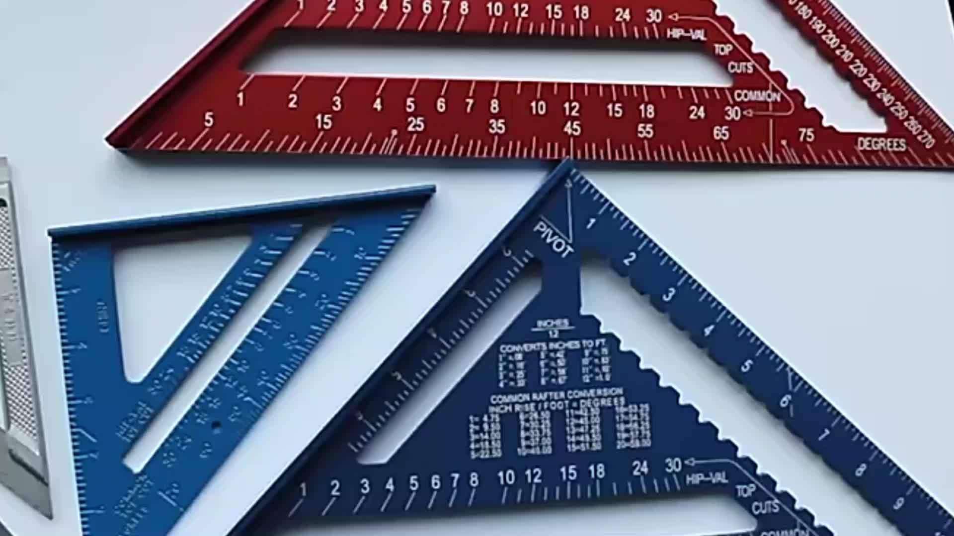 Triangle Ruler Blue Red Silvery Black Measuring Tools - Temu