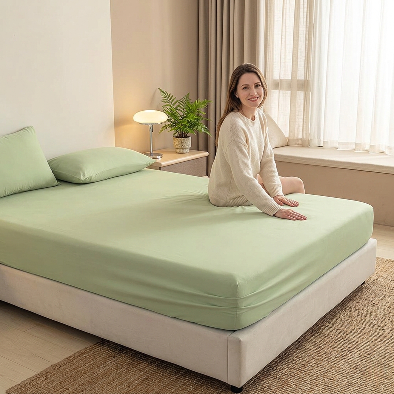 Double Brushed Fitted Sheet King Size Microfiber Deep Pocket Up To 16" Wrinkle Resistant Fade Proof Bedding