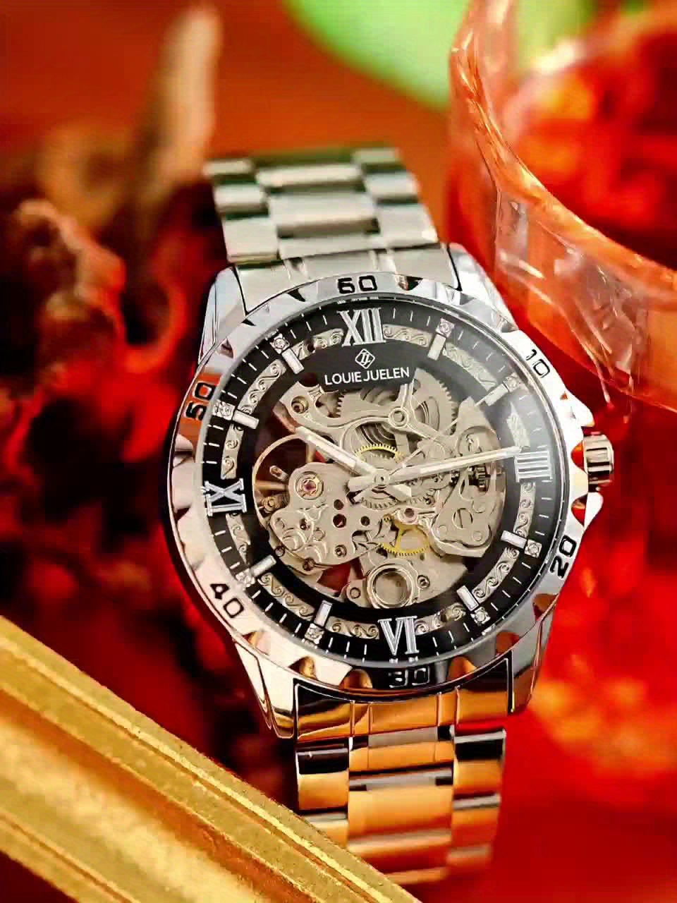 Men's Automatic Mechanical Skeleton Wristwatch, Stylish Design