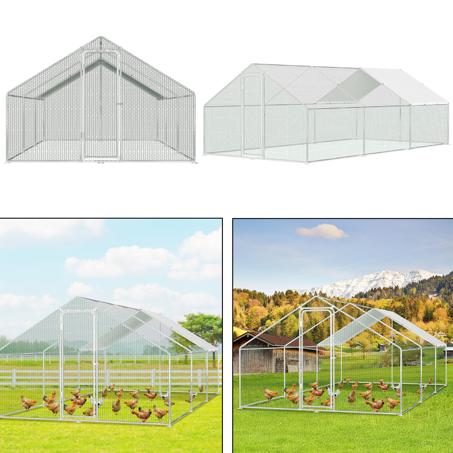 Image of Poultry Pen Xxl 3 X 6 X 2 Meters Made Of Galvanized Steel With A Wall Thickness Suitable For Outdoor Use Includes A Lock And A Polyethylene Waterproof Liner Suitable For Hens Poultry And Small Animals