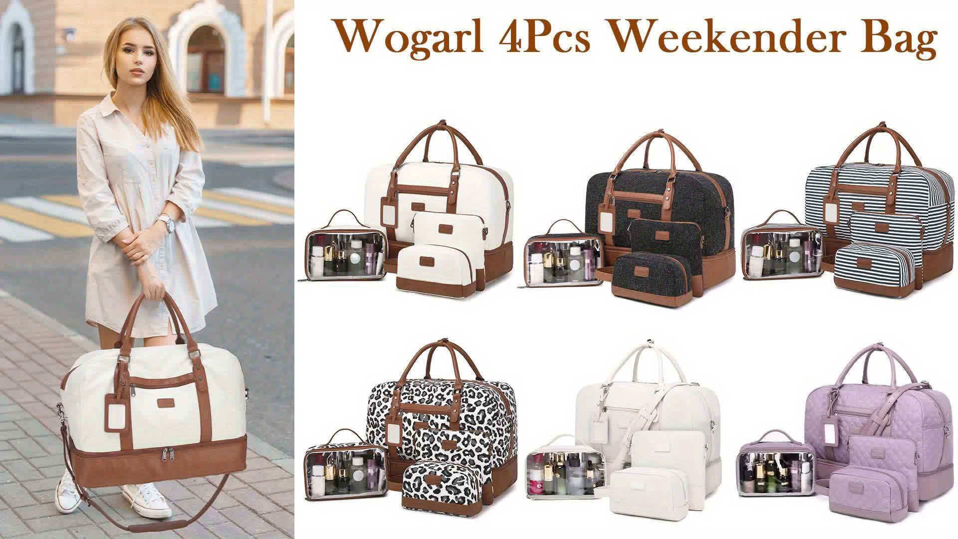 Wogarl 4PCS Weekender Bags for Women Large Overnight Bag Weekend