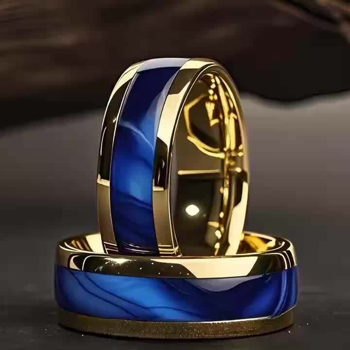 Men's Golden Background Ring, 8mm Width
