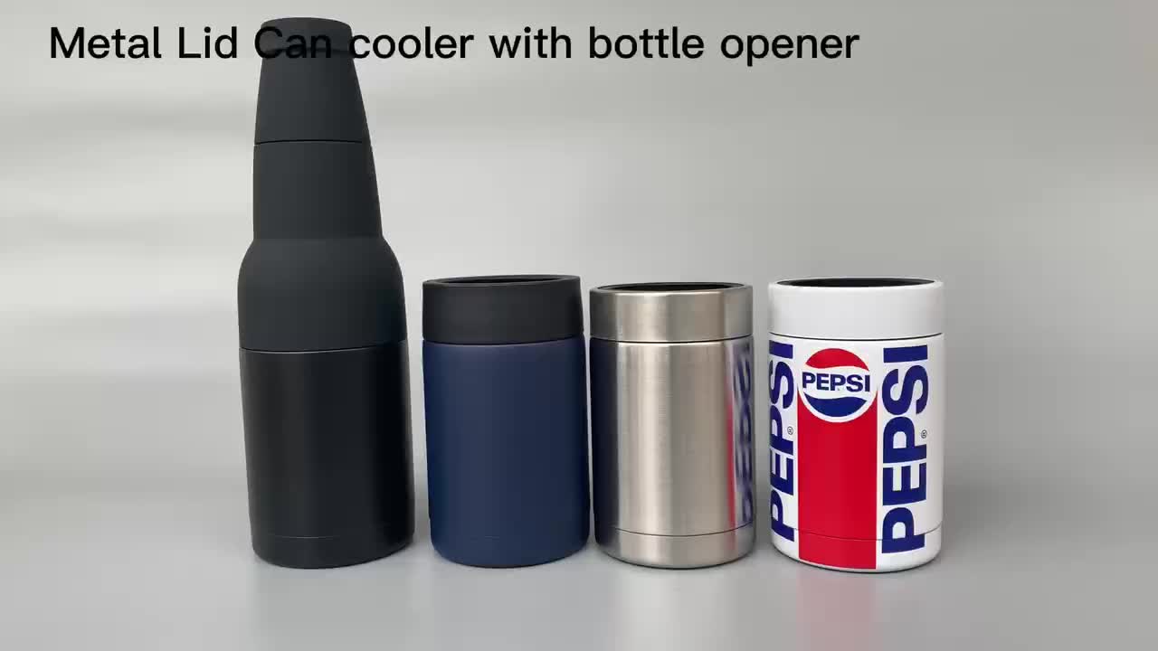 VOMQIDI Enfriador portátil de latas o botellas y taza con llavero abridor  de botellas, 2 mangueras desmontables expandibles para embutir tu bebida