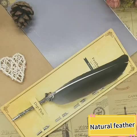 Vintage Quill Dip Pen Turkey Feather Pen Quill Oblique + 5 - Temu