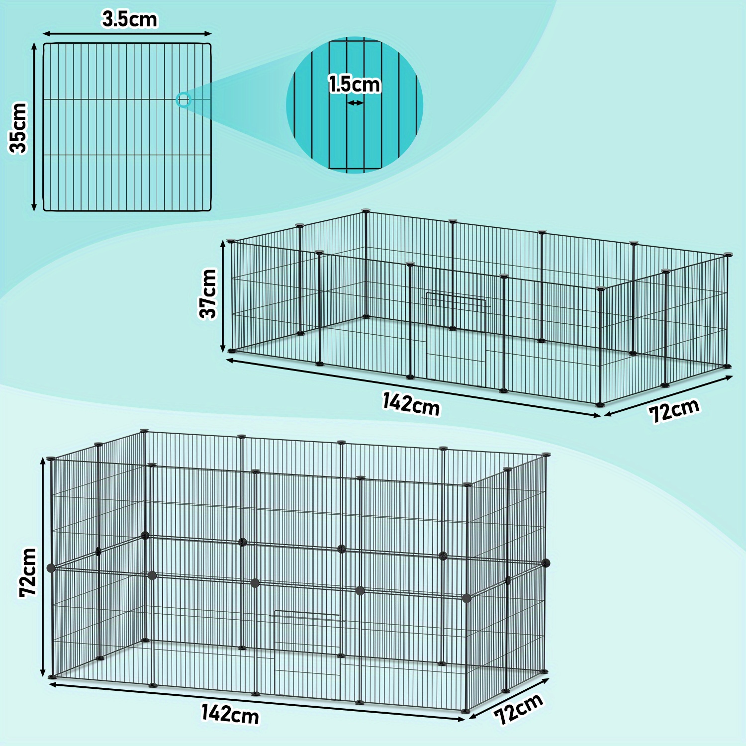 Image of Fences For Small Animals Indoor And Outdoor, Metal And Plastic Pet Enclosure To Assemble, Diy Pet Box For Hamsters And Dogs (12pcs/24pcs)
