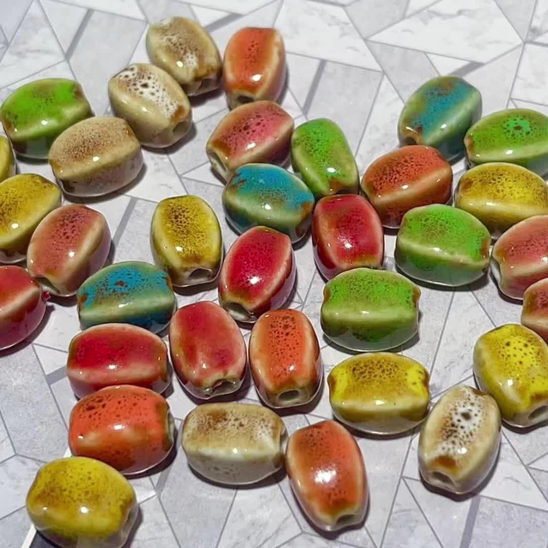 21/52pcs Prismatic Ceramic Beads for DIY Jewelry Making