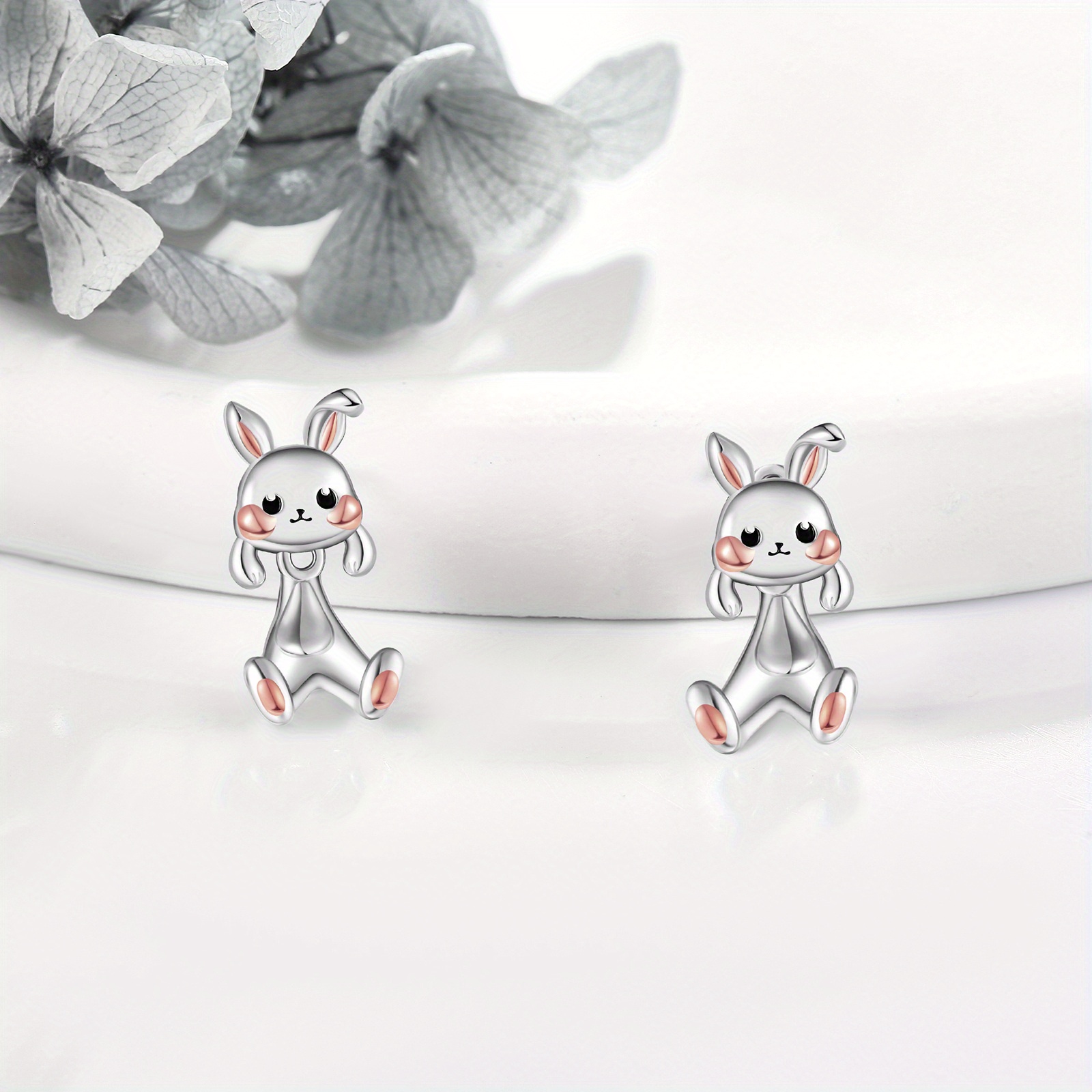 bunny earrings for women 925 sterling silvery rabbit earrings bunny jewelry animal earrings stud gifts Product details 1