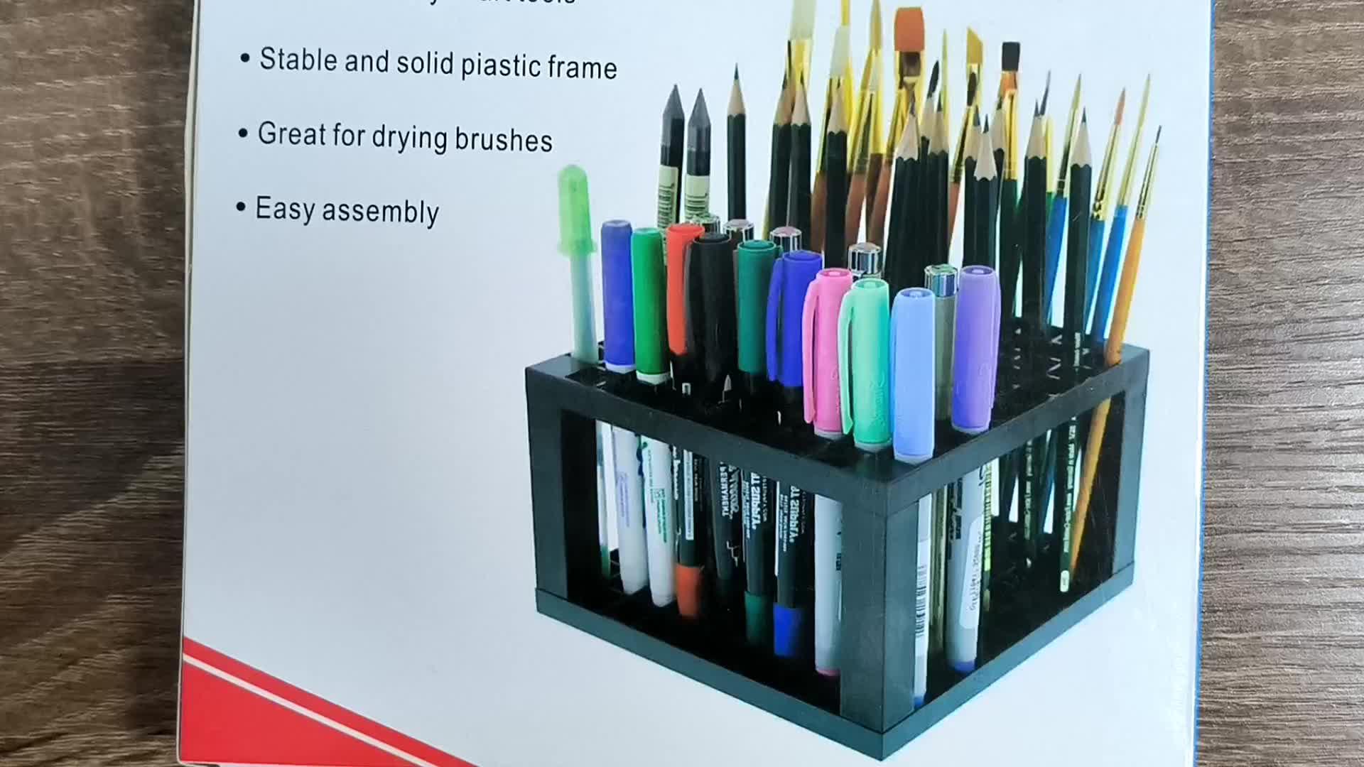 Square Brush Holder Desktop Storage Holder For Pens Brushes - Temu