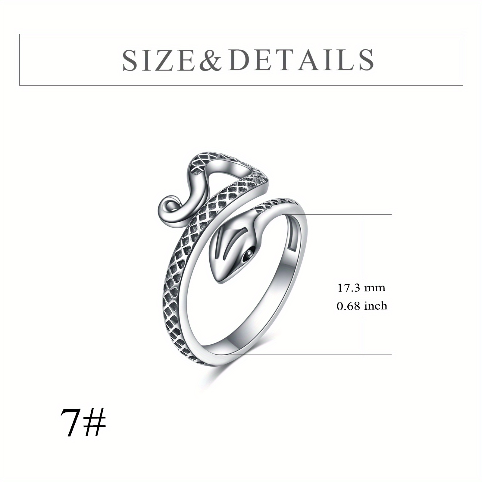 Sterling Silver Adjustable Snake Ring Gothic Jewellery