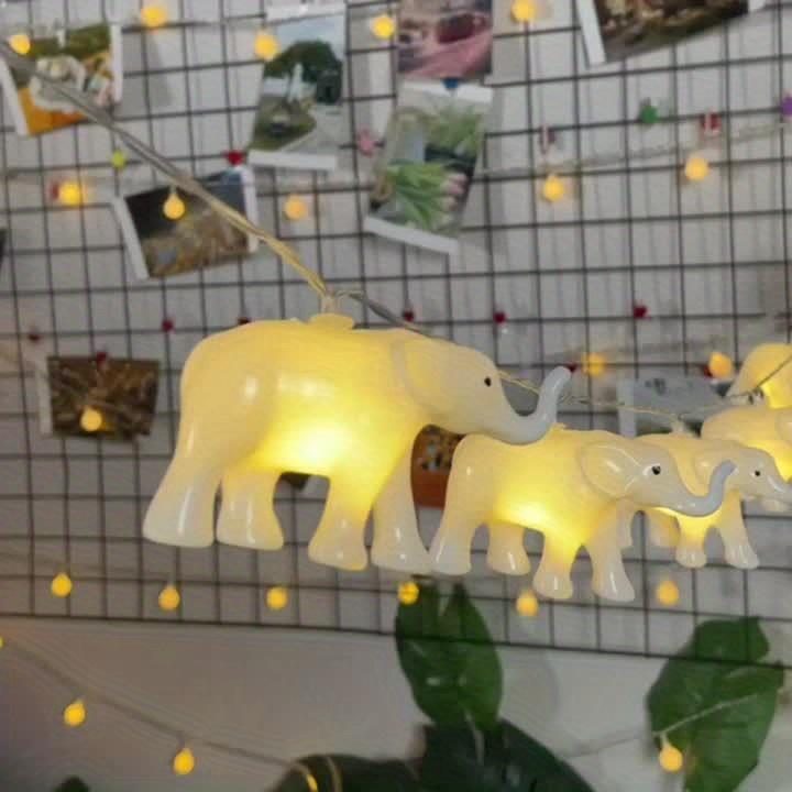 2 Meters 10 Lights White Elephant Decorative String Lights - Temu