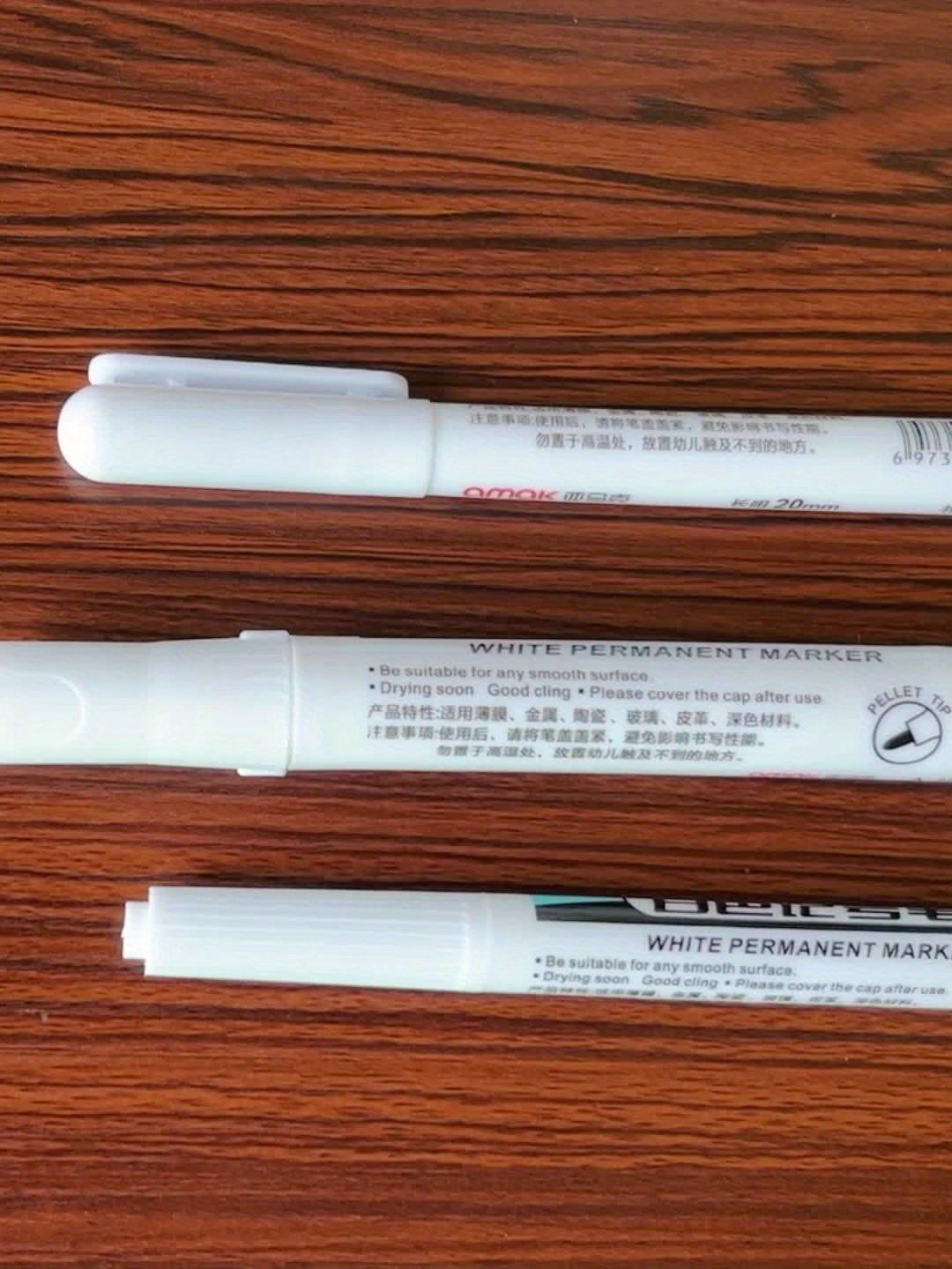5X Oily White Marker Pen Graffiti Pens DIY Permanent Gel Waterproof Paint Pen Writing Garment Drawing Hand Painting Black Paper, Size: 16.8 cm
