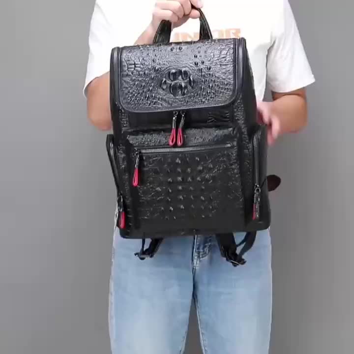 Men's Crocodile Pattern Backpack Backpack Business First 