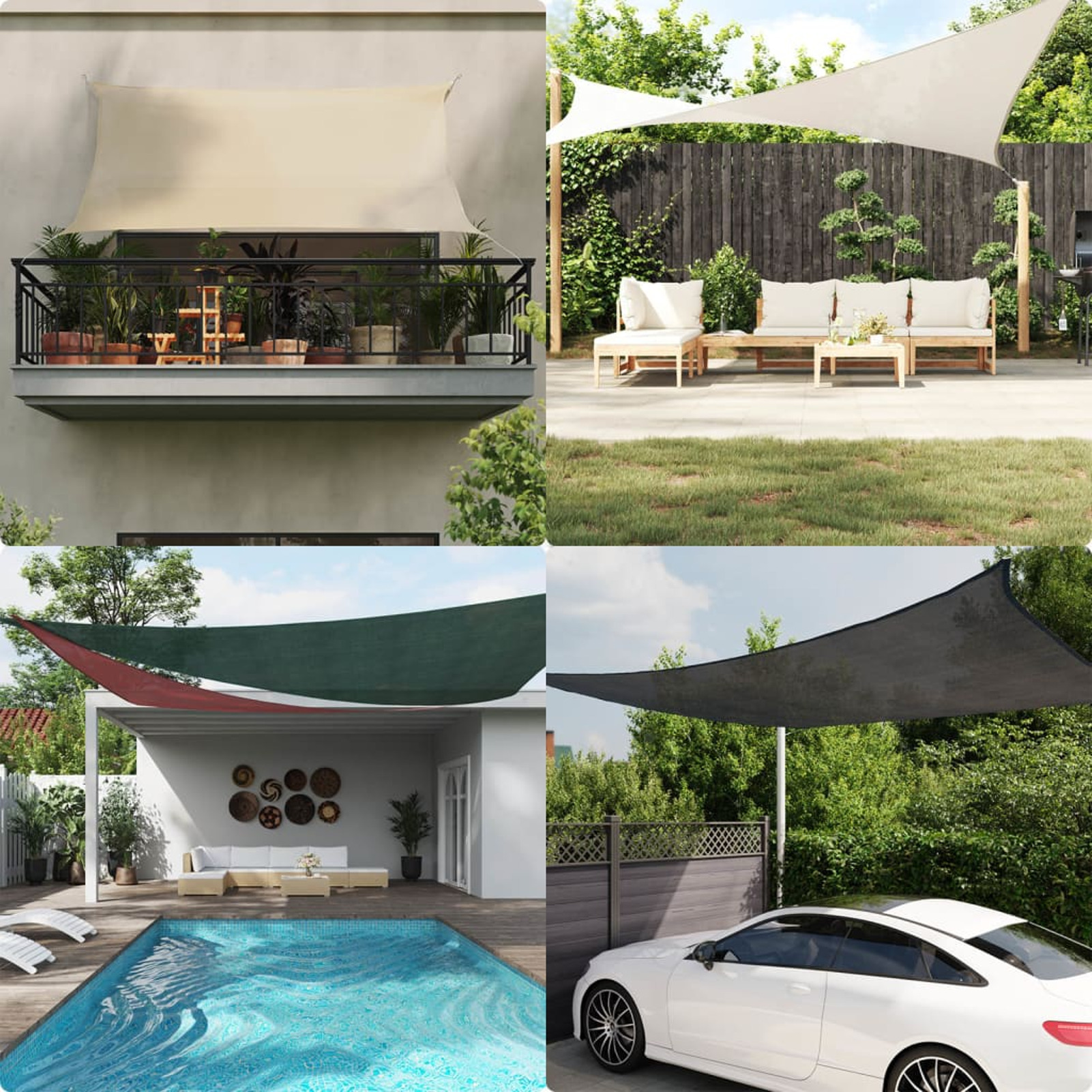 Image of Sun Shade Sail 160g/m² Beige 2.5x3m Hdpe, Balcony Shade, Patio Cover, Modern Canopy, , Hdpe Fabric, Durable Material, Shade Canopy, Sunblock Cover, Patio Owners, Garden Decorators