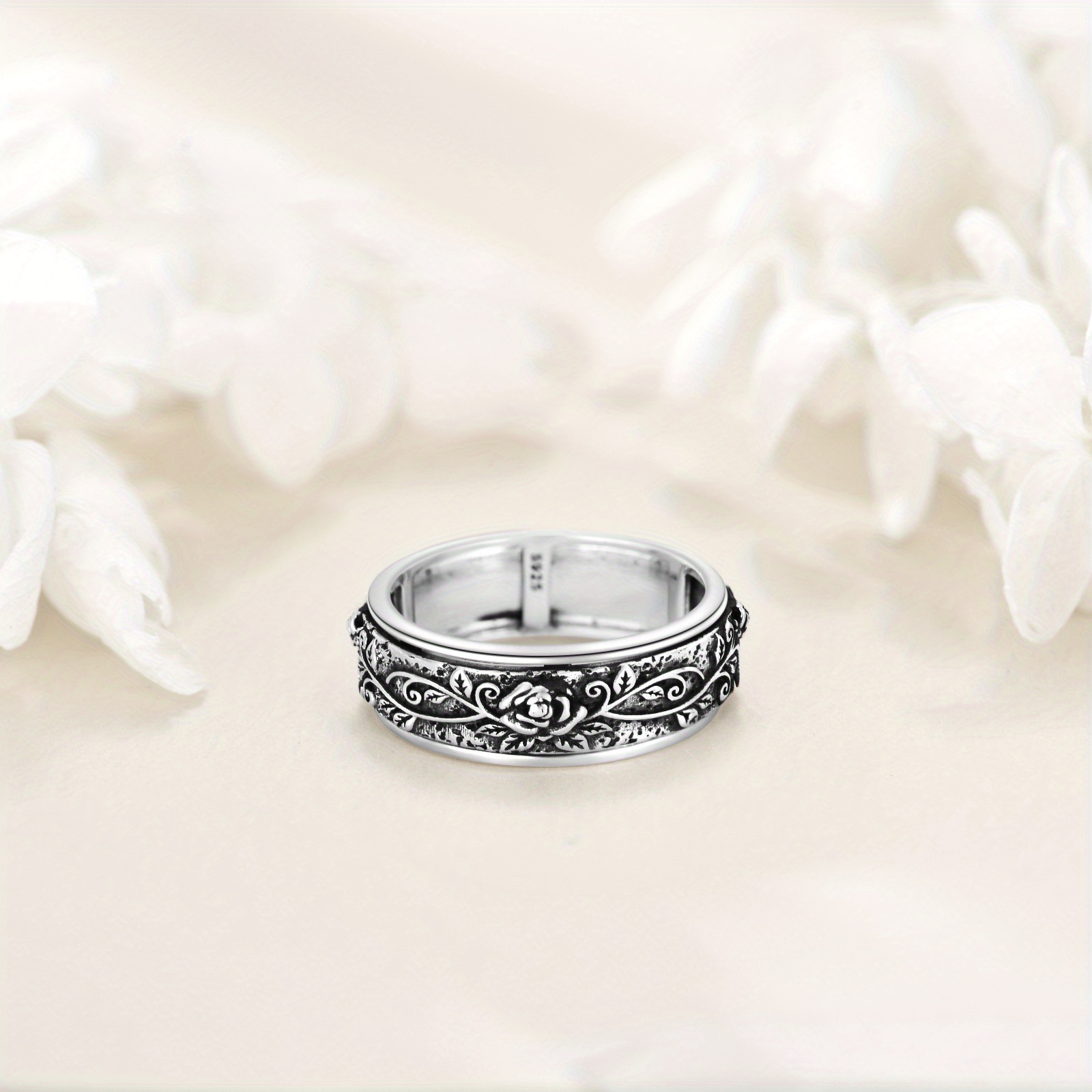   spinner ring 925 sterling silvery   ring anxiety jewelry gift for women men Product details 0