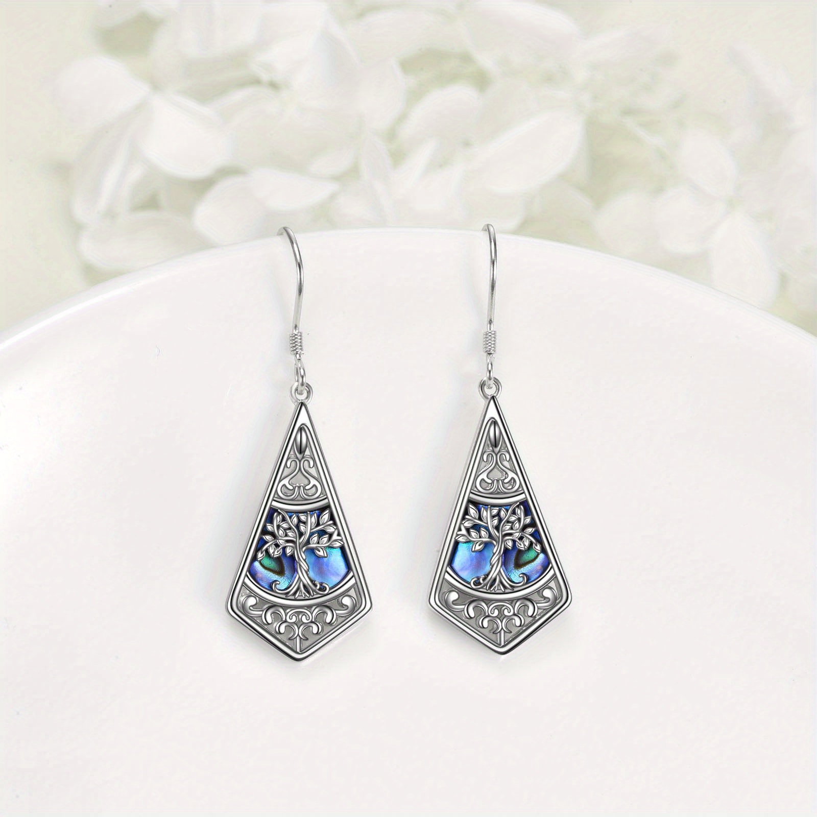 Women's 925 Sterling Silver Tree of Life Dangle Earrings