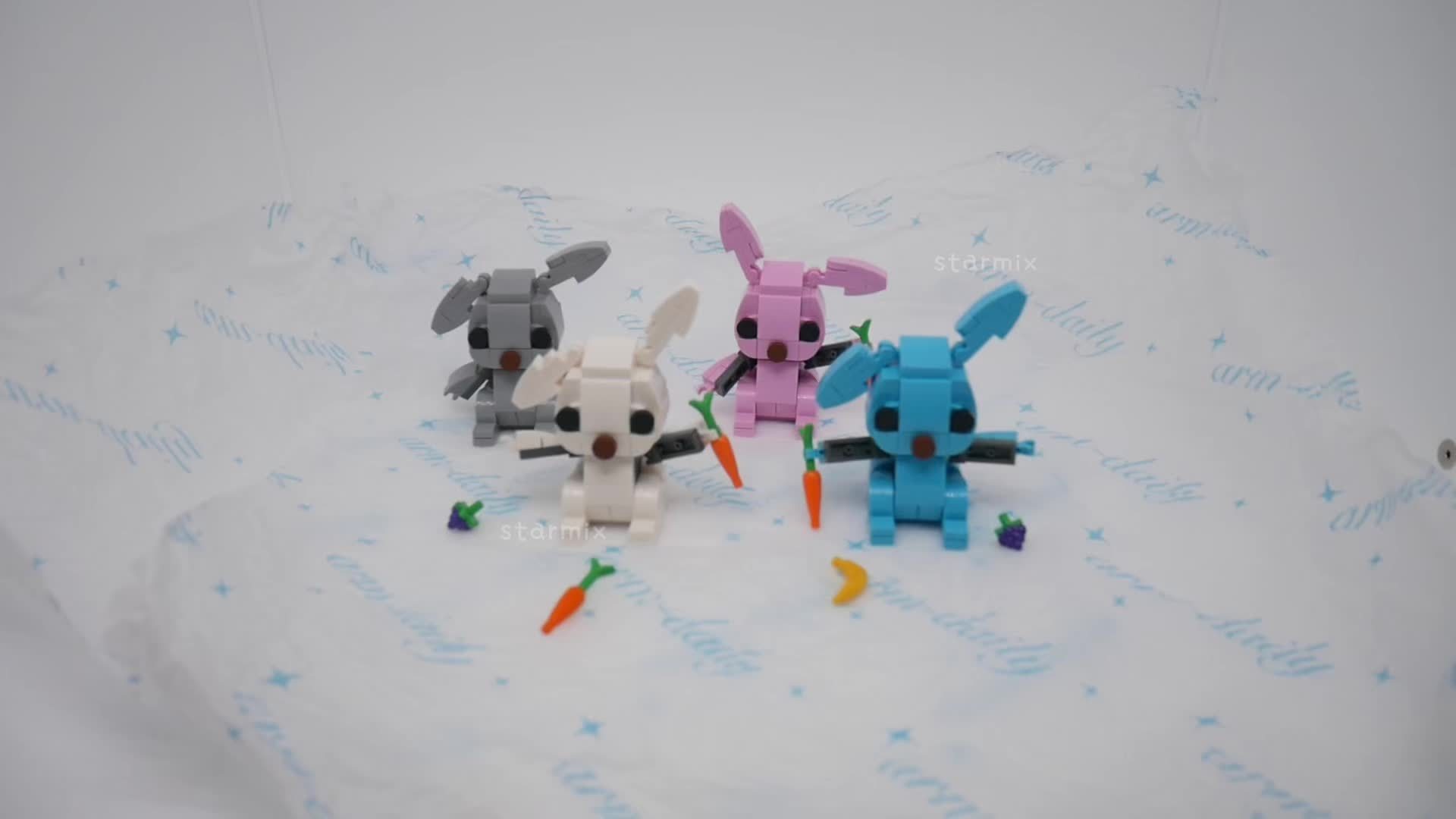 Easter Bunny Building Set Colorful Rabbit Pink And Grey