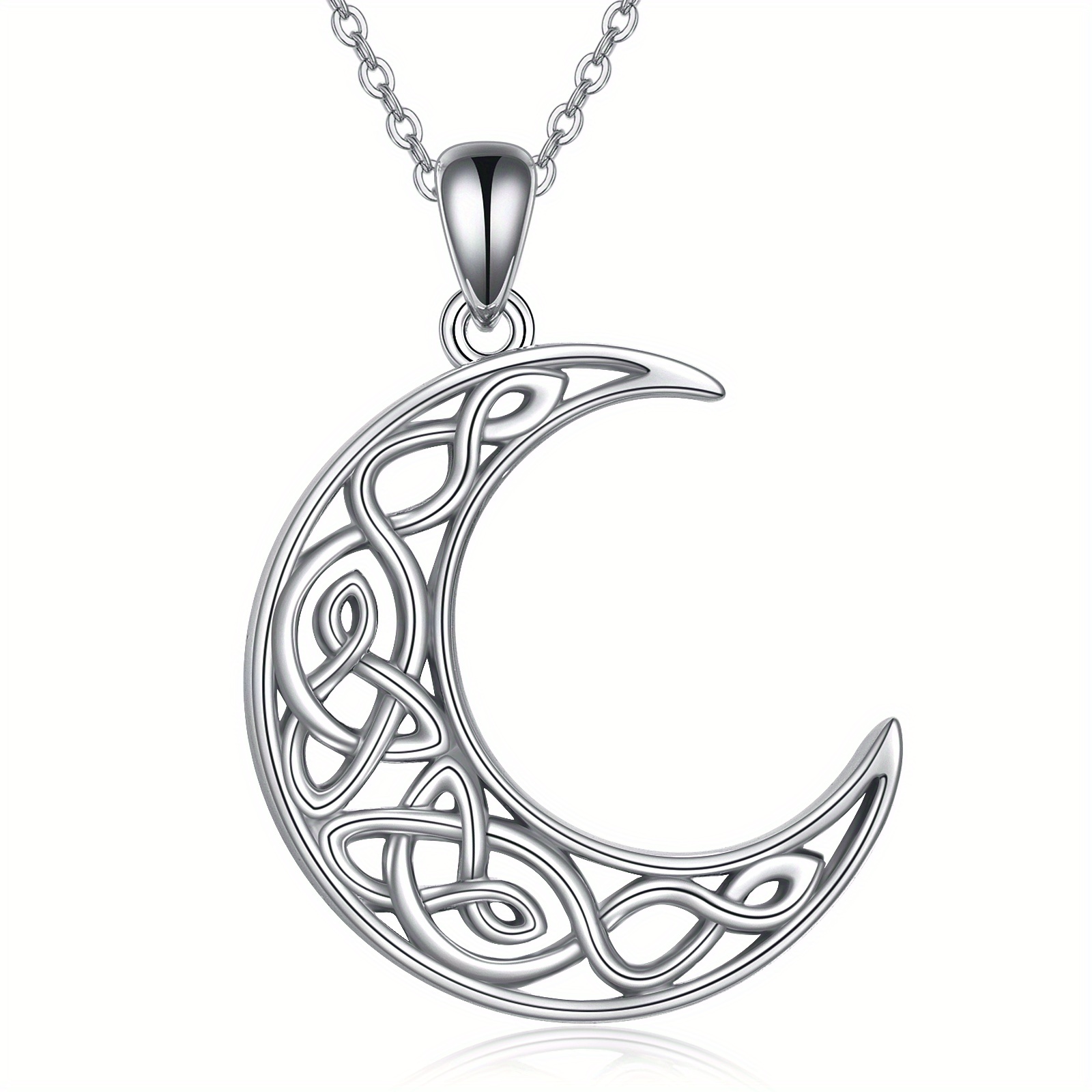 Image of Celtic Knot Moon Necklace 925 Sterling Pendant Necklace Ireland Jewelry Gifts For Women S (celtic Knot Moon)