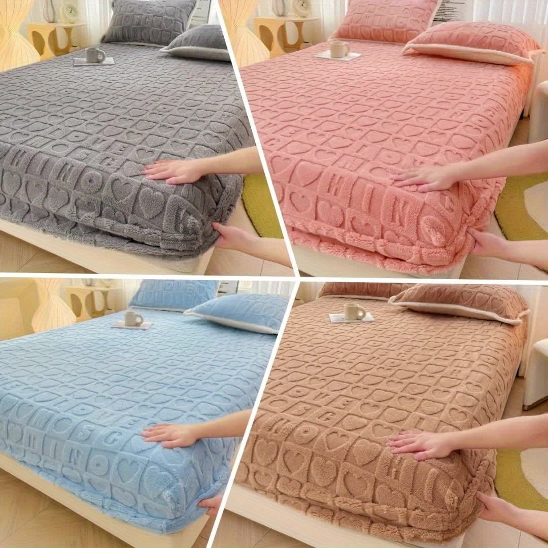 Winter Padded Fitted Sheet Thickening Autumn/Winter Bedspreads Bed Sheets  Non Slip Fitted Sheet Extra Deep Pocket Sheets 360° Wraps (Color : Solid6