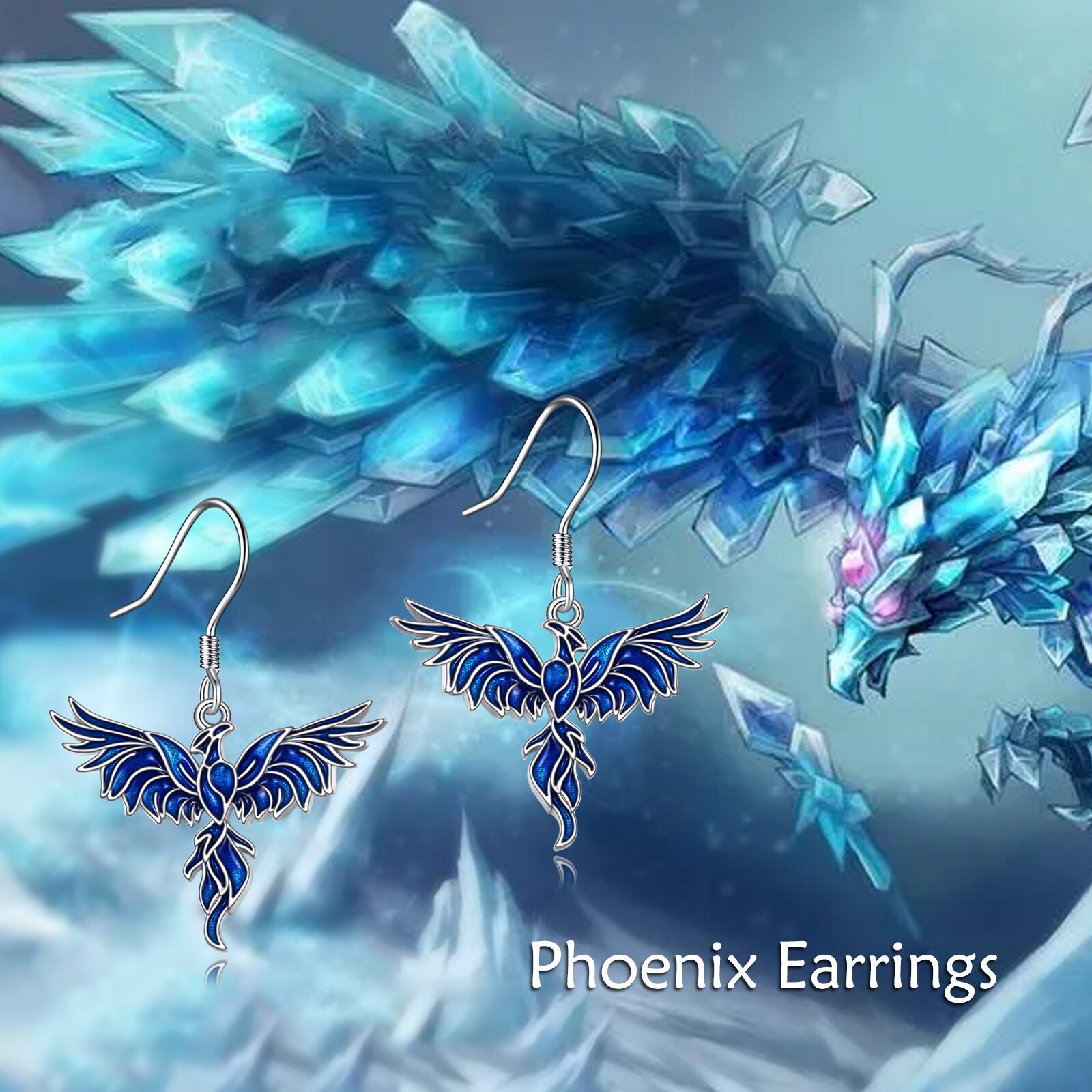 Purple Gradient Phoenix Earrings, 925 Sterling Silver
